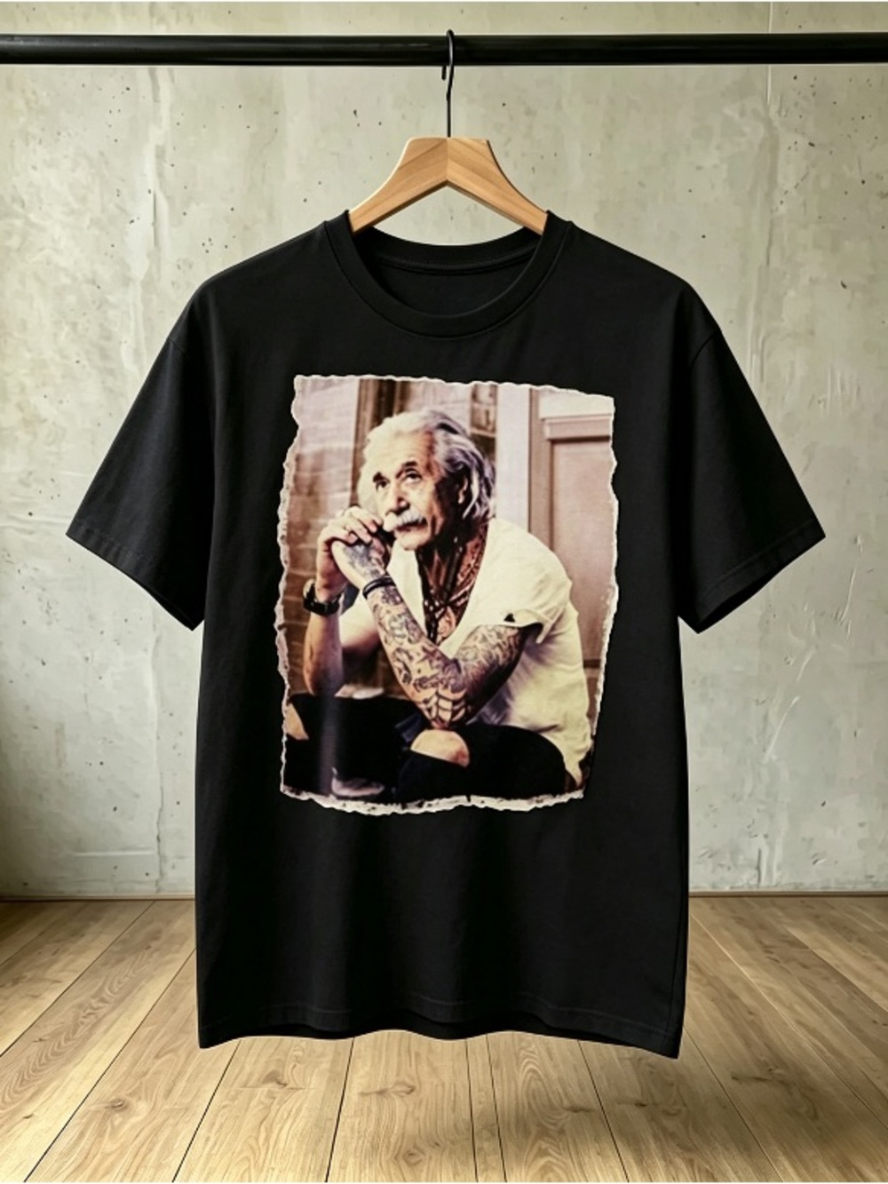 Albert Einstein Tattoo Fresh T-Shirt Black Unisex